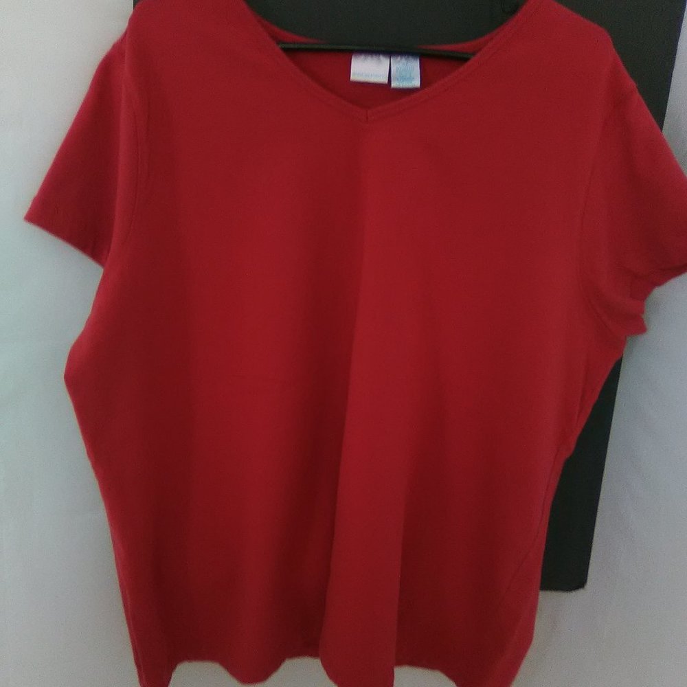 Pro - Spirit Women's Plus Size 3XL Color Red V Neck Short Sleeve  T-Shirt